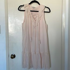 Joie pink lace up ruffle dress